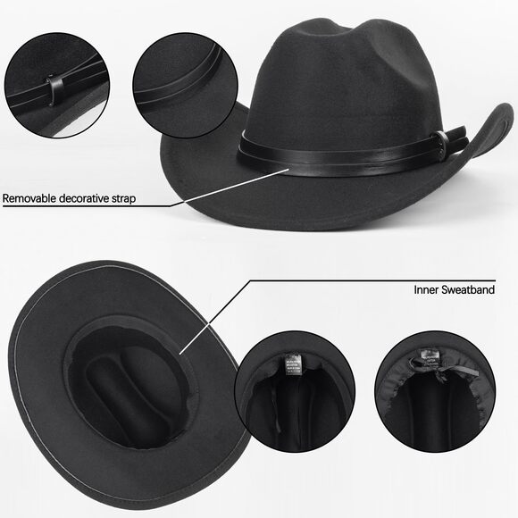 9568 Classic Felt-western-cowboy-cowgirl-hats For Women-men Fedora-jazz-hat main image 6
